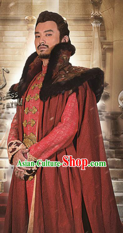 Ancient Chinese Han Dynasty Western Regions King Jun Xumi Replica Costume for Men