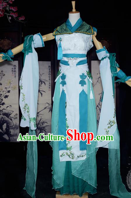 Chinese Ancient Female Knight Embroidered Costume Cosplay Swordswoman Dress Hanfu Clothing for Women