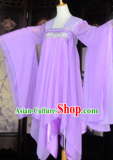 Chinese Ancient Female Knight Costume Cosplay Princess Fairy Purple Dress Hanfu Clothing for Women