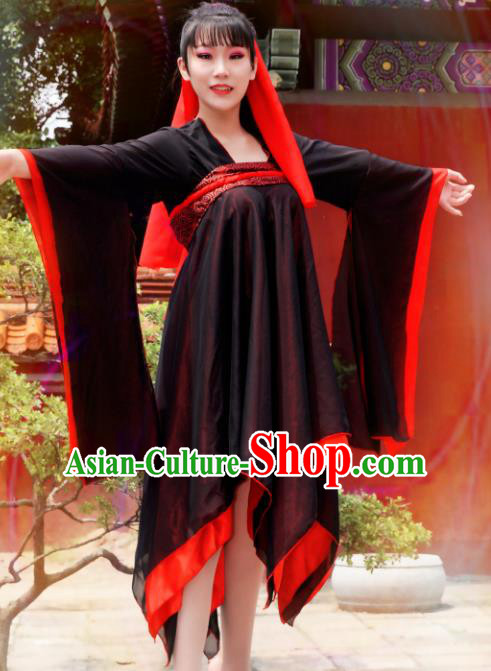 Chinese Ancient Young Lady Costume Cosplay Female Swordsman Black Dress Hanfu Clothing for Women