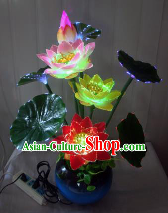 Traditional Handmade Chinese Lotus Lanterns Electric LED Lights Lamps Desk Lamp Decoration