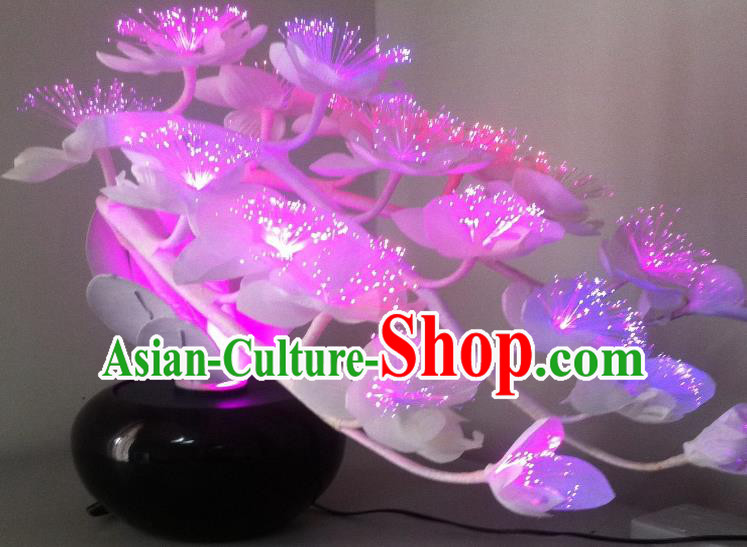 Traditional Handmade Chinese Bonsai Butterfly Orchid Lanterns Electric Rosy LED Lights Lamps Desk Lamp Decoration
