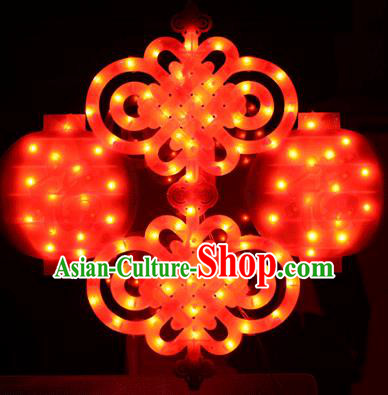 Traditional Handmade Double Chinese Knots Lanterns Spring Festival Electric LED Lights Lamps Hanging Lamp Decoration