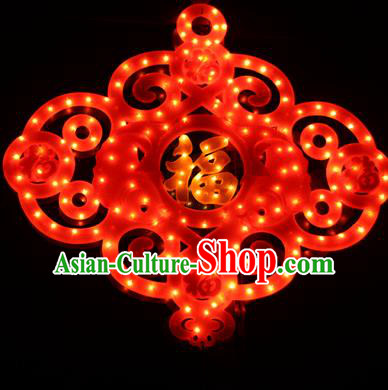 Traditional Handmade Chinese Knots Lanterns Spring Festival Electric Character Fortune LED Lights Lamps Hanging Lamp Decoration