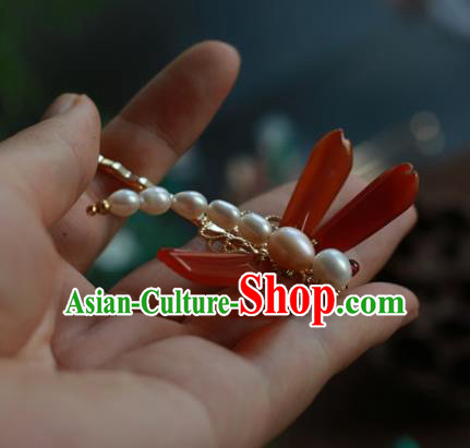 Traditional Chinese Ancient Handmade Pearls Dragonfly Hair Stick Classical Hair Accessories Hairpins for Women