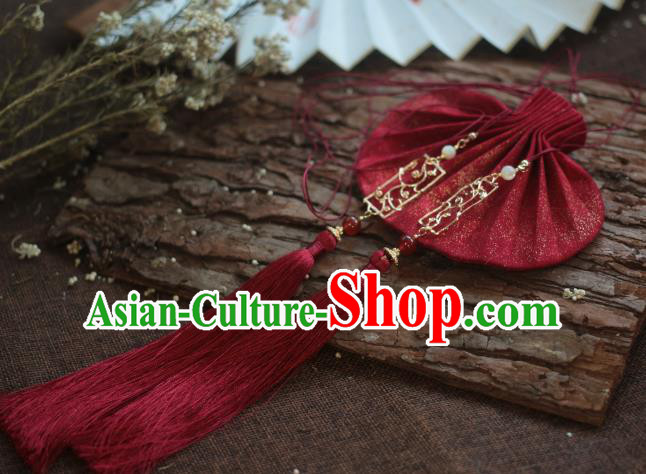 Traditional Chinese Ancient Handmade Red Cloth Purse Hanfu Sachet for Women