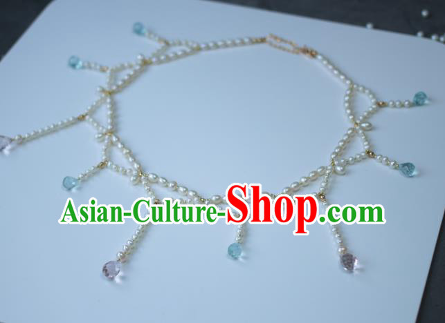 Traditional Chinese Ancient Handmade Pearls Necklace Hanfu Tassel Necklets for Women