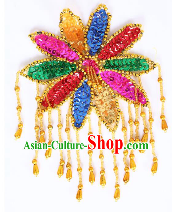 Chinese Traditional Folk Dance Hair Accessories Yangko Colorful Sequins Headwear for Women