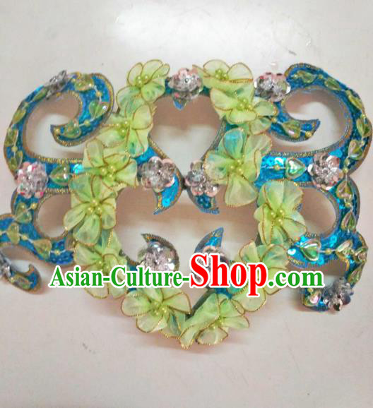 Chinese Traditional Classical Dance Hair Accessories Folk Dance Yangko Green Flowers Headwear for Women