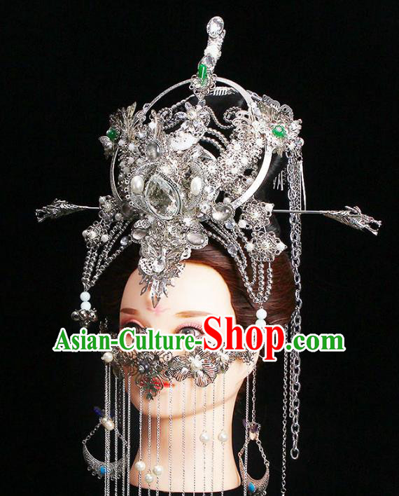 Chinese Ancient Hair Accessories Hanfu Tassel Phoenix Coronet Traditional Hairpins Headwear for Women