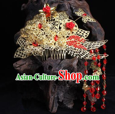 Chinese Ancient Wedding Hair Accessories Xiuhe Suit Phoenix Coronet Traditional Palace Lady Headwear for Women