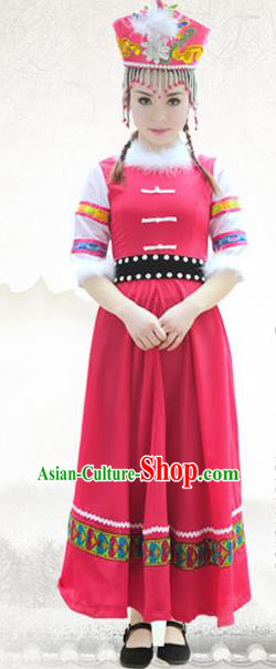 Traditional Chinese Xibe Nationality Dance Costume, China Ethnic Minority Clothing and Headdress for Women