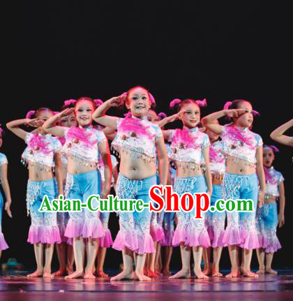Traditional Chinese Folk Dance Yangko Costume, Children Classical Dance Dress Clothing for Kids