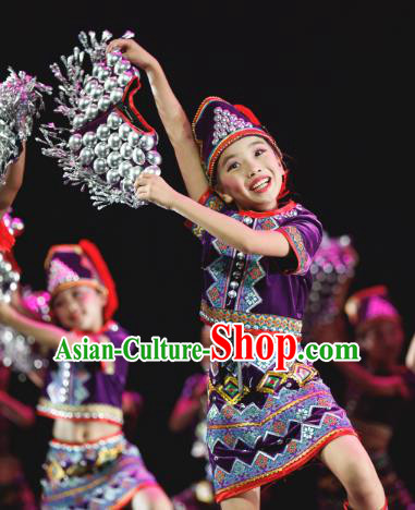 Traditional Chinese Folk Dance Ethnic Costume, Children Classical Dance Butterfly Dress Clothing for Kids