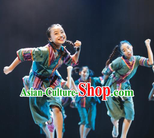 Traditional Chinese Folk Dance Costume, Children Classical Dance Yangge Dress Clothing for Kids