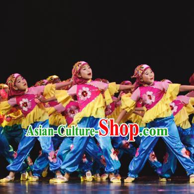 Traditional Chinese Folk Dance Costume, Children Classical Dance Yangge Clothing for Kids