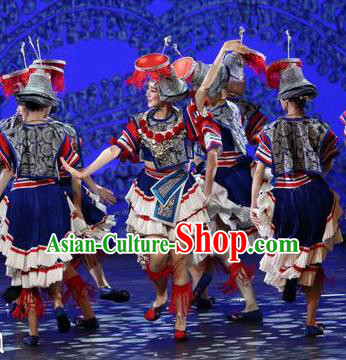 Traditional Chinese Folk Dance Ethnic Costume, China National Minority Dance Dress Clothing for Women