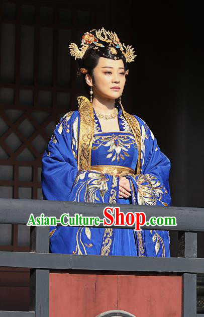 Nirvana in Fire II Chinese Ancient Palace Queen Hanfu Dress Empress Embroidered Historical Costumes and Headpiece Complete Set