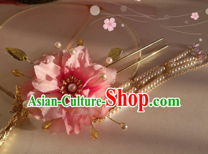 Chinese Traditional Ancient Hair Accessories Classical Pearls Tassel Hair Clip Hanfu Hairpins for Women