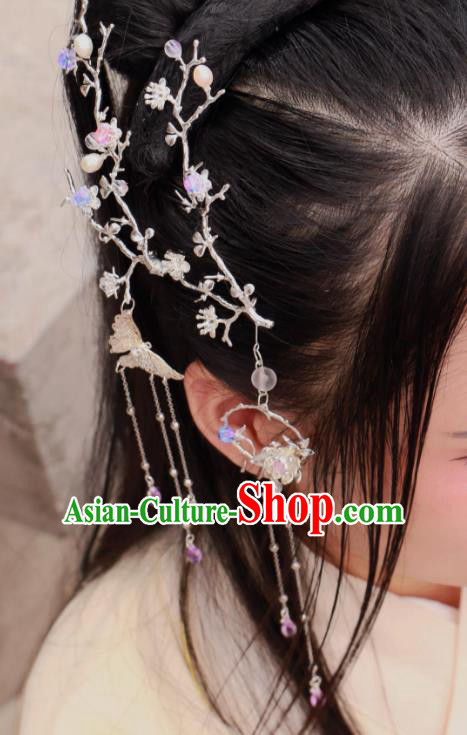 Chinese Traditional Ancient Hair Accessories Classical Hairpins Tassel Butterfly Hair Comb Headwear for Women