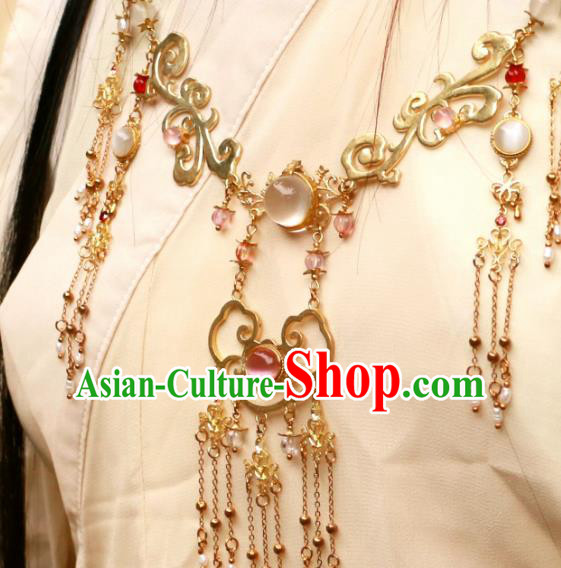 Chinese Traditional Ancient Accessories Classical Brass Necklace Hanfu Conophytum Pucillum for Women