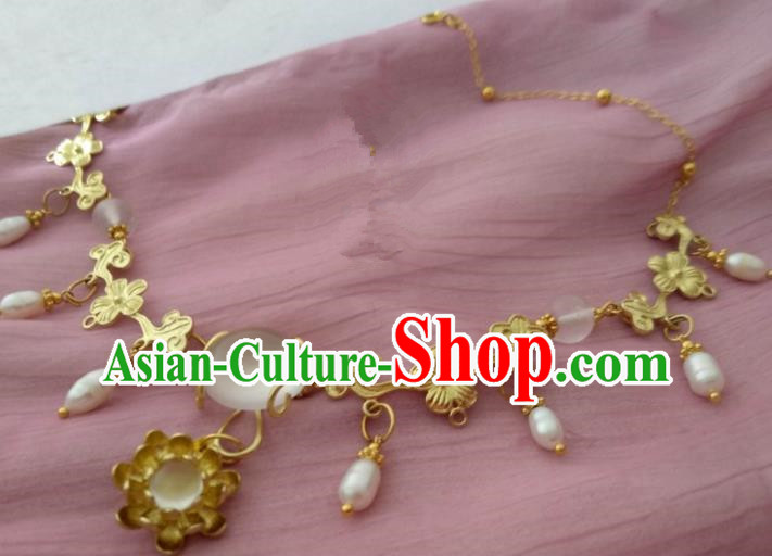 Chinese Traditional Ancient Accessories Classical Necklace Hanfu Pearls Necklet for Women