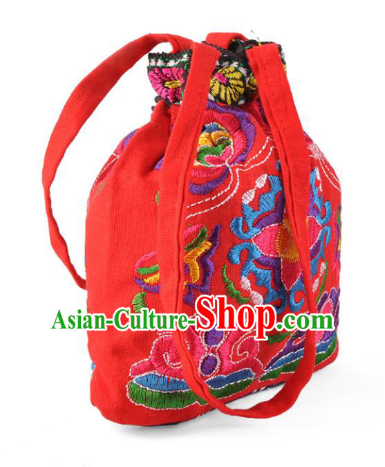 Chinese Traditional Embroidery Craft Embroidered Red Pocket Bags Handmade Handbag for Women