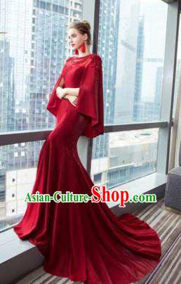 Top Grade Advanced Customization Red Mullet Dress Wedding Dress Compere Bridal Full Dress for Women