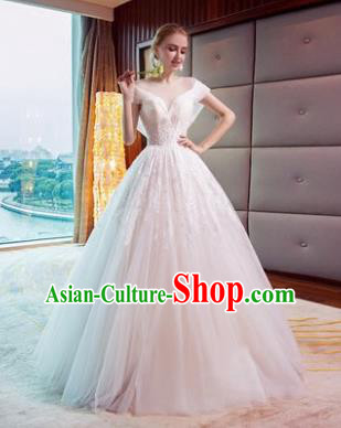 Top Grade Evening Dress Advanced Customization White Veil Wedding Dress Compere Bridal Full Dress for Women