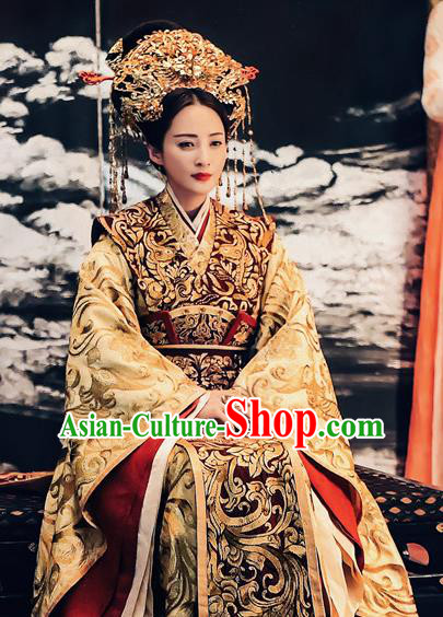 Tribes and Empires Storm of Prophecy Chinese Ancient Palace Empress Embroidered Costumes and Headpiece Complete Set