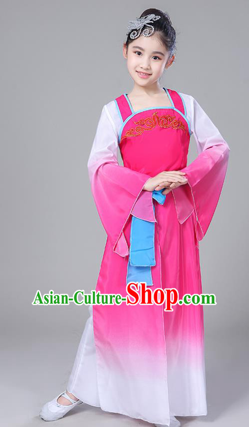 Chinese Traditional Folk Dance Costumes Children Classical Dance Yangko Rosy Clothing for Kids