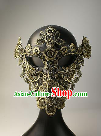 Halloween Exaggerated Golden Lace Face Mask Fancy Ball Props Stage Performance Accessories Christmas Mysterious Masks