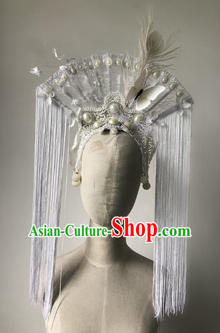 Top Grade Catwalks Gothic Hair Accessories Exaggerated Lace Butterfly Headdress Halloween Modern Fancywork Headwear