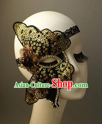 Halloween Exaggerated Golden Butterfly Face Mask Venice Fancy Ball Props Catwalks Accessories Christmas Masks