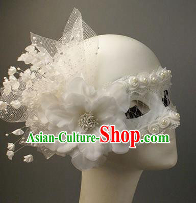 Halloween Exaggerated White Lace Flower Face Mask Venice Fancy Ball Props Catwalks Accessories Christmas Masks