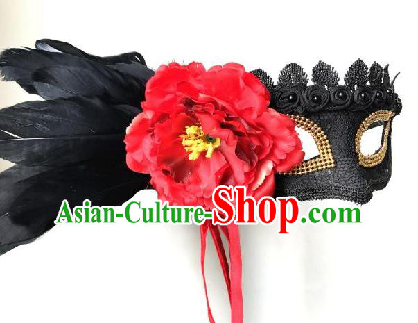 Halloween Catwalks Venice Red Flower Face Mask Fancy Ball Props Accessories Christmas Exaggerated Masks
