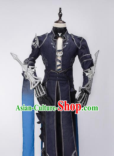 China Ancient Swordsman Costume Purple Robe Chinese Traditional Knight-errant Clothing for Men