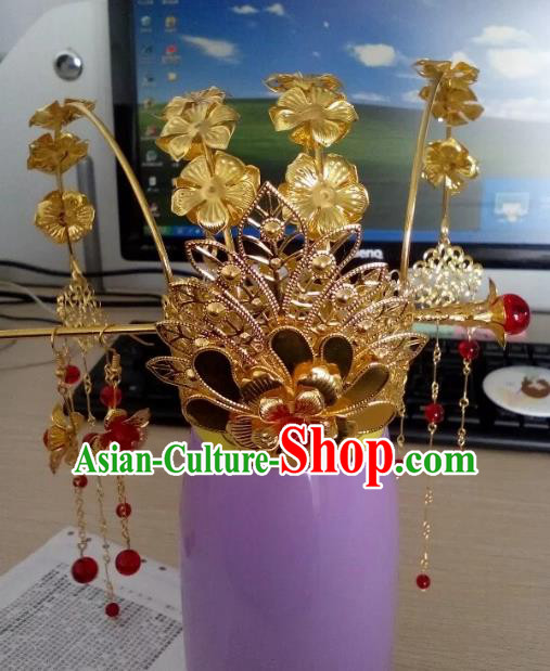 China Ancient Wedding Hair Accessories Chinese Traditional Xiuhe Suit Tassel Phoenix Coronet Hairpins for Women
