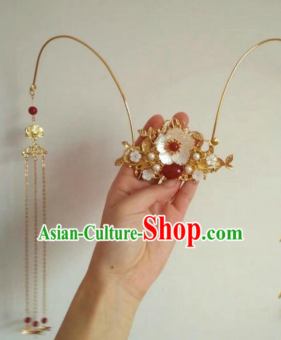 China Ancient Wedding Hair Accessories Chinese Traditional Xiuhe Suit Golden Phoenix Coronet Hairpins for Women