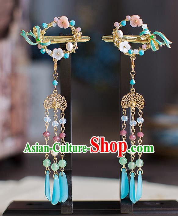 Chinese Traditional Palace Hair Accessories Xiuhe Suit Tassel Hair Claws Ancient Hairpins for Women