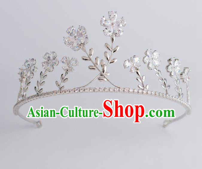 Baroque Bride Hair Accessories Classical Zircon Flowers Royal Crown Princess Imperial Crown Headwear for Women