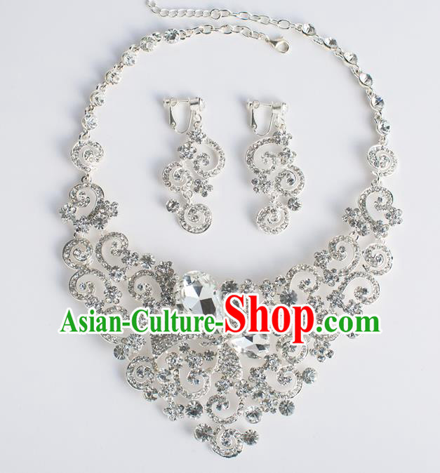 Bride Classical Accessories Crystal Necklace and Earrings Wedding Jewelry for Women