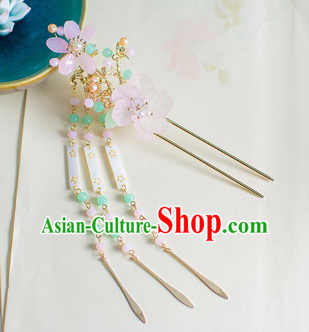 Chinese Traditional Palace Hair Accessories Jade Tassel Step Shake Ancient Xiuhe Suit Hairpins for Women