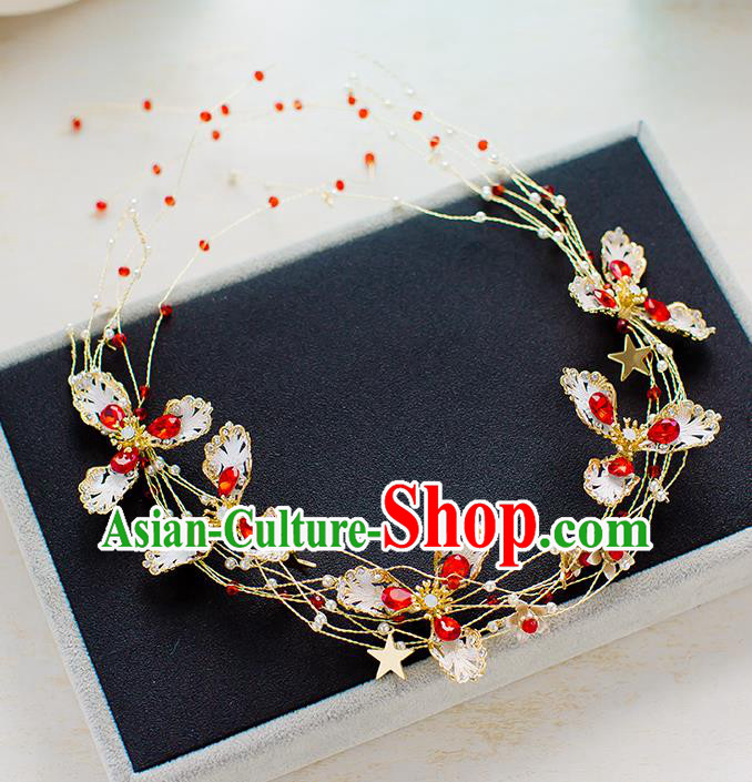 Top Classical Bride Hair Accessories Wedding Red Beads Hair Clasp Headwear for Women