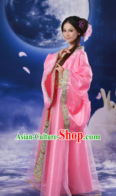Chinese Traditional Fairy Pink Hanfu Dress Ancient Tang Dynasty Imperial Concubine Costume for Women