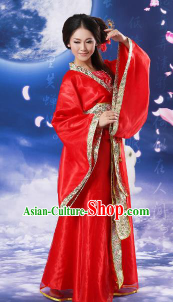 Chinese Traditional Fairy Red Hanfu Dress Ancient Tang Dynasty Imperial Concubine Costume for Women