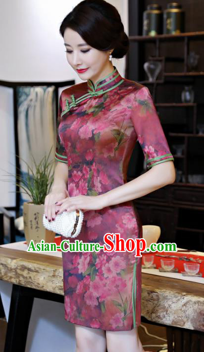 Traditional Ancient Chinese Young Women Cheongsam Dress Republic of China Tangsuit Stand Collar Blouse Dress Tang Suit Clothing