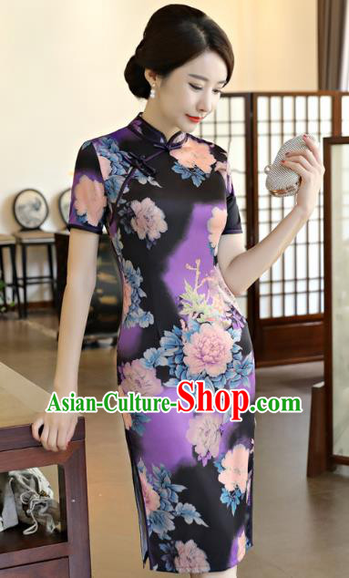 Traditional Ancient Chinese Young Women Cheongsam Dress Republic of China Tangsuit Stand Collar Blouse Dress Tang Suit Clothing