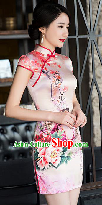 Chinese National Costume Retro Embroidered Qipao Dress Traditional Republic of China Tang Suit Short Cheongsam for Women