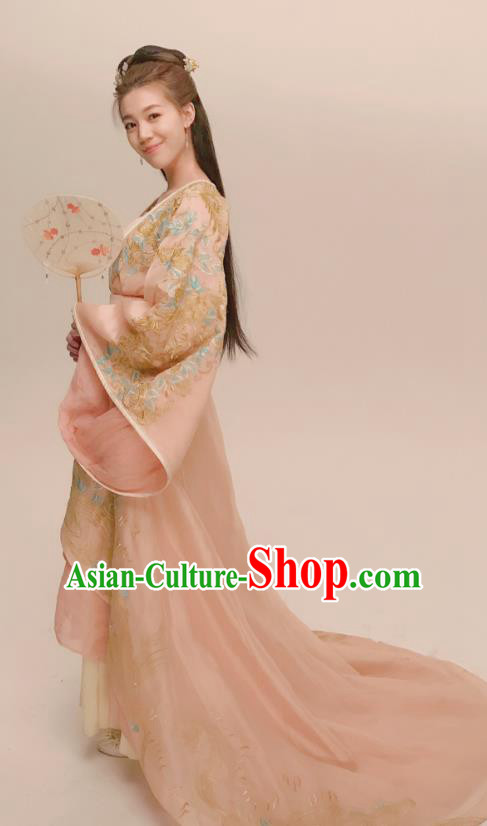 Chinese Ancient Tang Dynasty Palace Lady Hanfu Dress Princess Consort Embroidered Replica Costume for Women